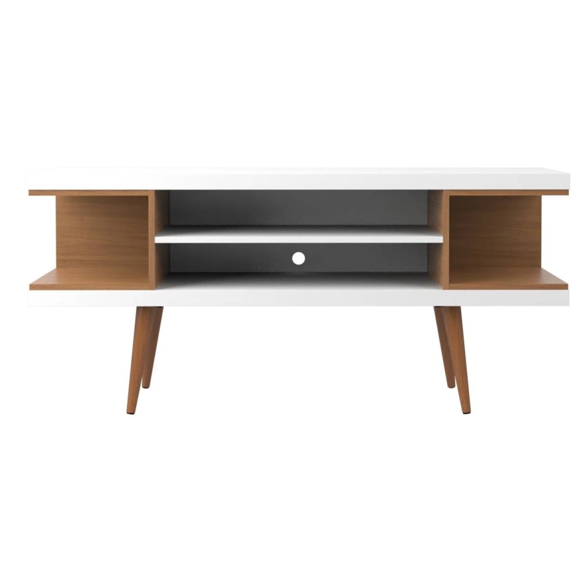 Rack para TVs até 55 Polegadas Utopia 135cm Branco Gloss com Natural - Província - Rack