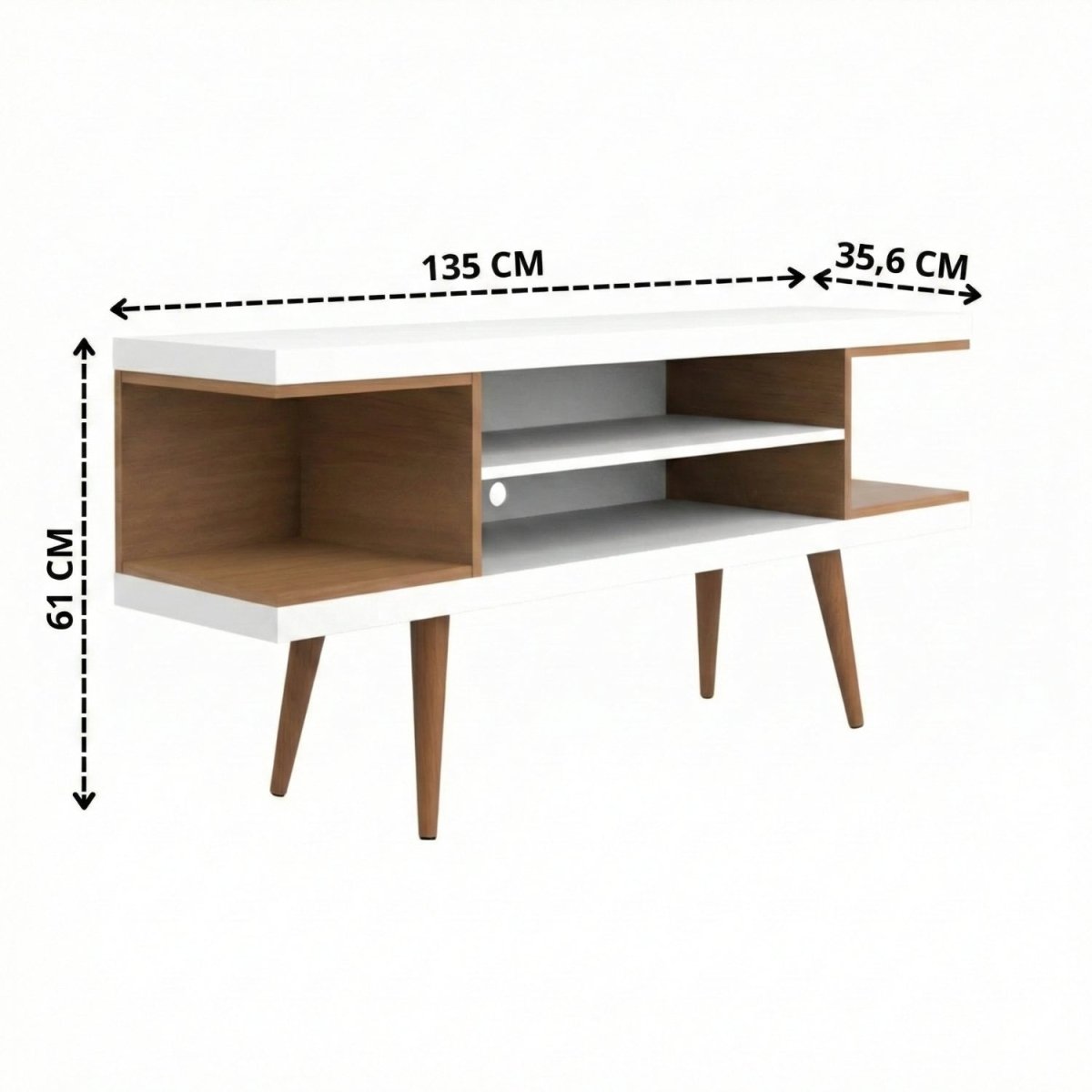 Rack para TVs até 55 Polegadas Utopia 135cm Branco Gloss com Natural - Província - Rack