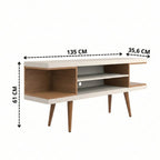 Rack para TVs até 55 Polegadas Utopia 135cm Off - White Gloss com Natural - Província - Rack