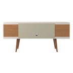 Rack para TVs até 55 Polegadas Utopia 135cm Off - White Gloss com Natural - Província - Rack