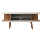 Rack para TVs até 55 Polegadas Utopia 135cm Off - White Gloss com Natural - Província - Rack