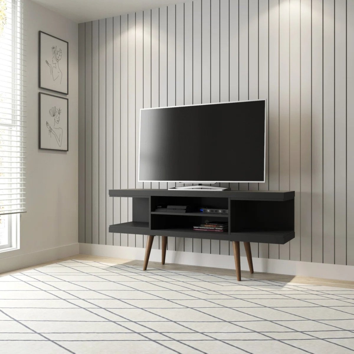 Rack para TVs até 55 Polegadas Utopia 135cm Preto Fosco - Província - Rack