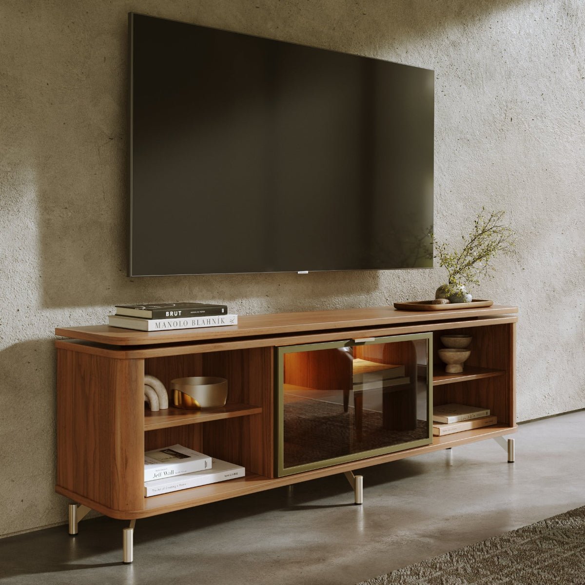 Rack para TVs até 75 Polegadas 100% MDF 1 Porta com Vidro Reflecta Lincoln Float 169cm - Província - Rack