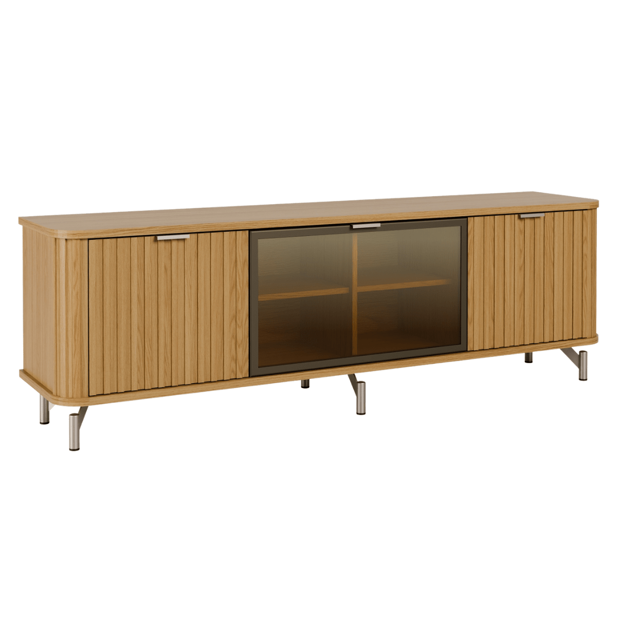 Rack para TVs até 75 Polegadas 100% MDF 3 Portas Vidro Reflecta Neon Float 169cm - Província - Rack