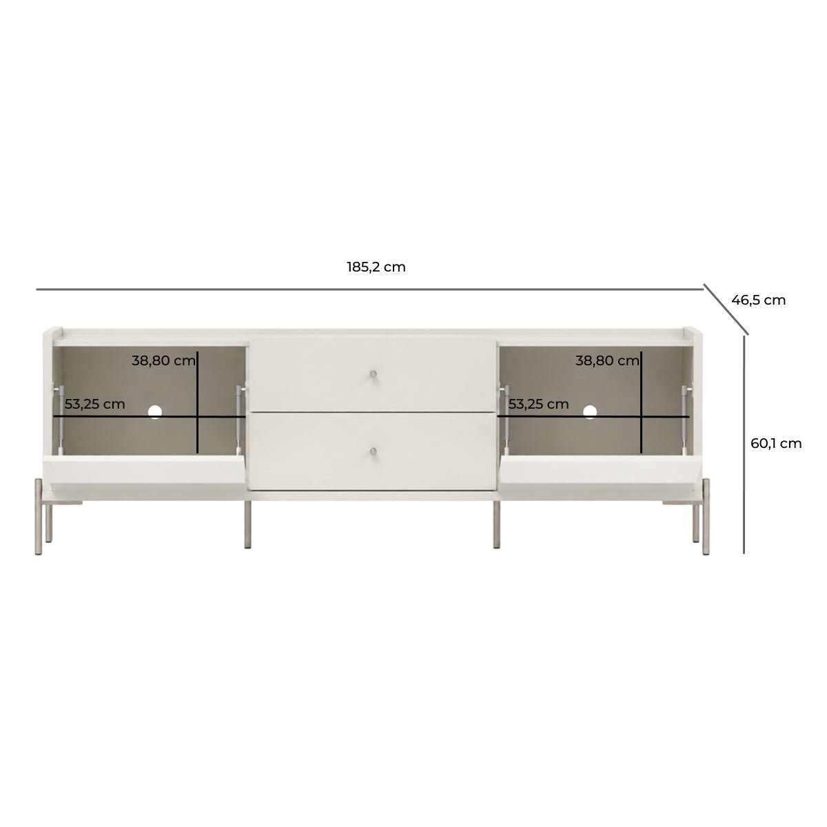 Rack para TVs até 75 Polegadas 2 Portas 2 Gavetas Jasper 185cm - Província - Rack