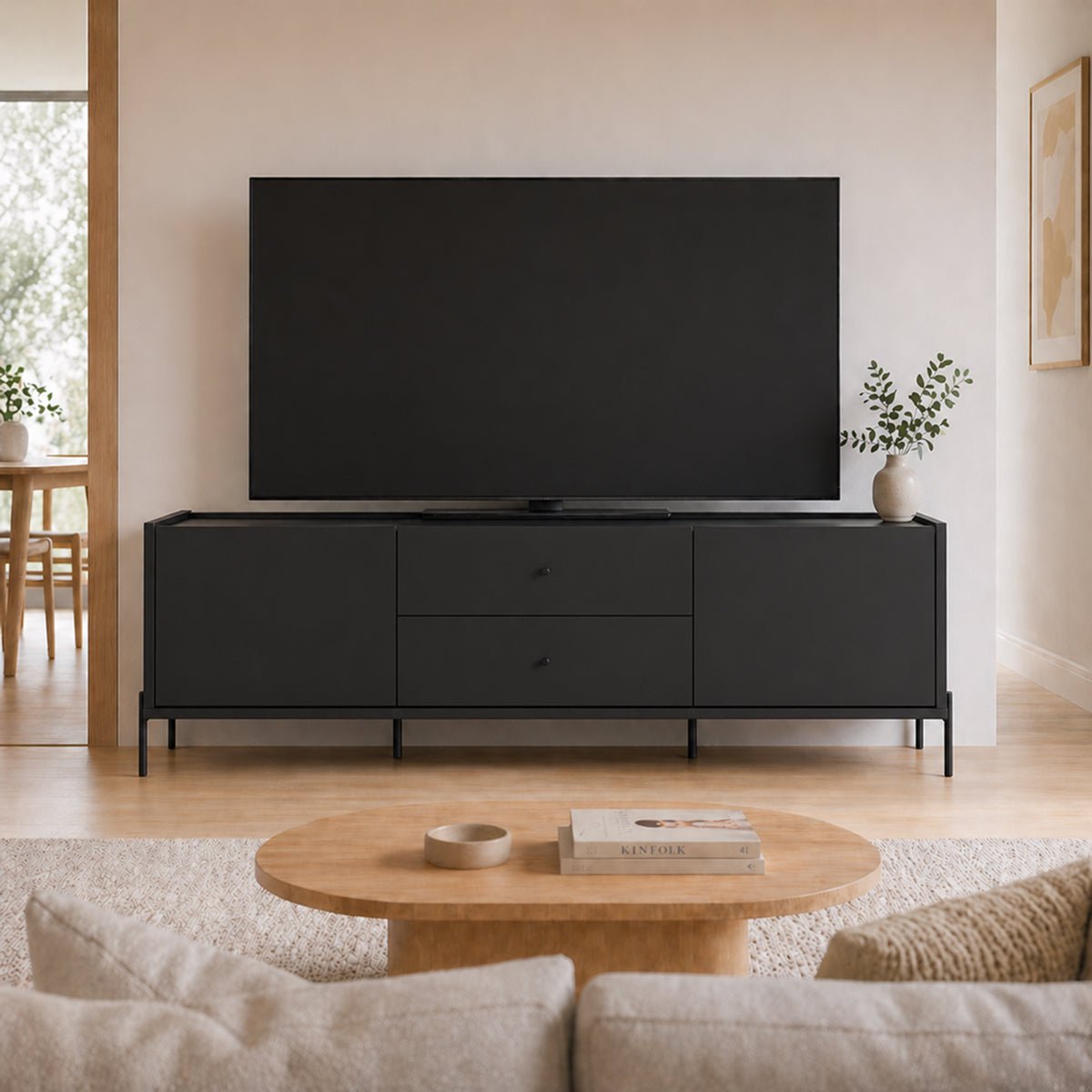 Rack para TVs até 75 Polegadas 2 Portas 2 Gavetas Jasper 185cm - Província - Rack
