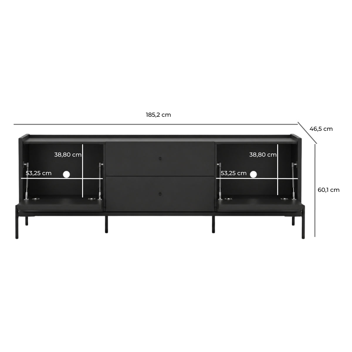 Rack para TVs até 75 Polegadas 2 Portas 2 Gavetas Jasper 185cm - Província - Rack
