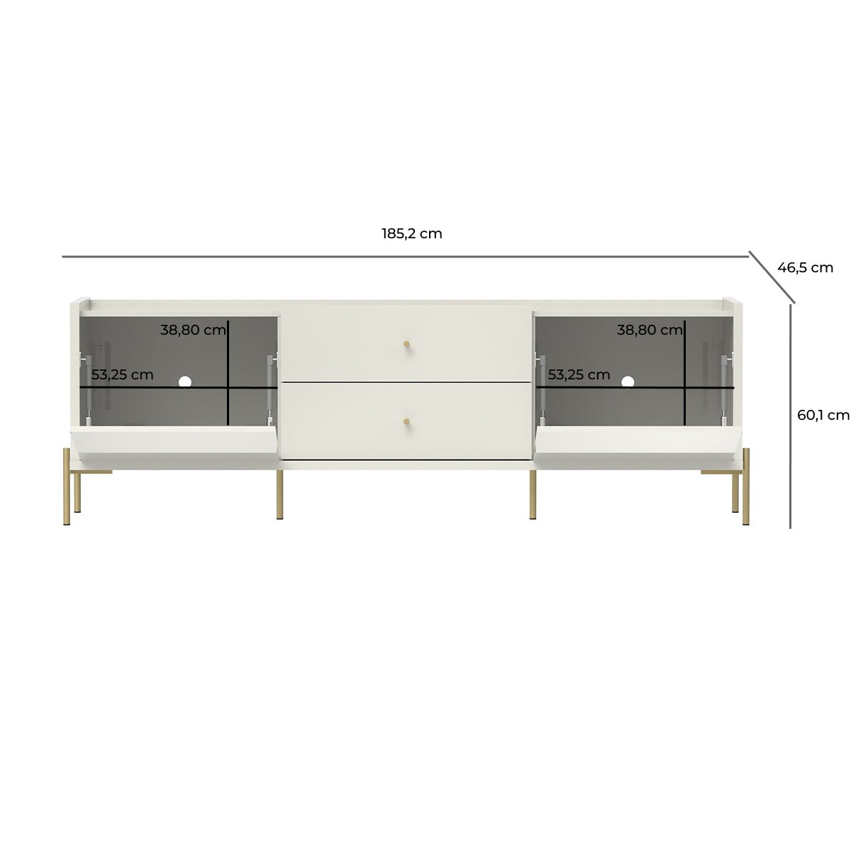 Rack para TVs até 75 Polegadas 2 Portas 2 Gavetas Jasper 185cm - Província - Rack