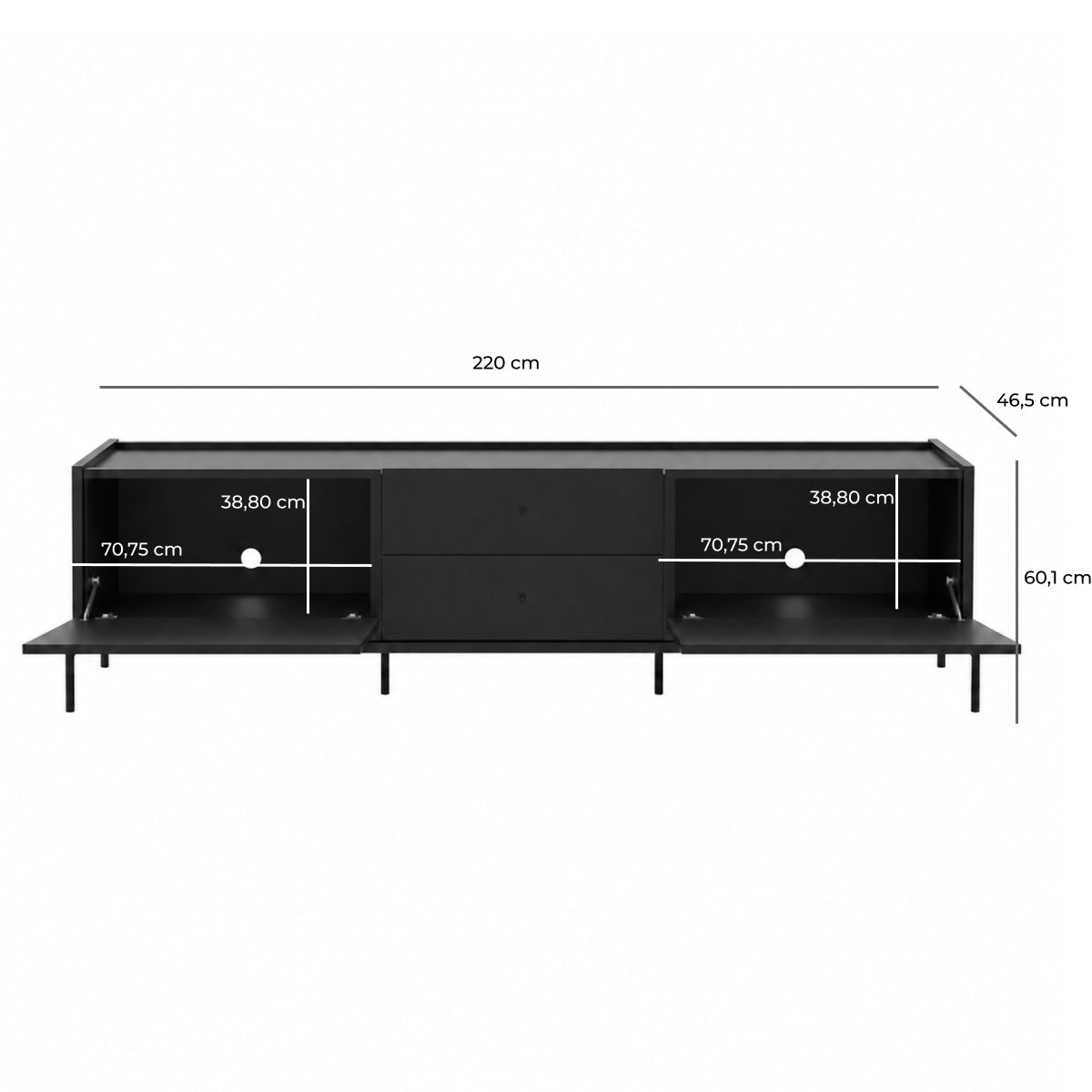 Rack para TVs até 75 Polegadas 2 Portas 2 Gavetas Jasper 220cm - Província - Rack