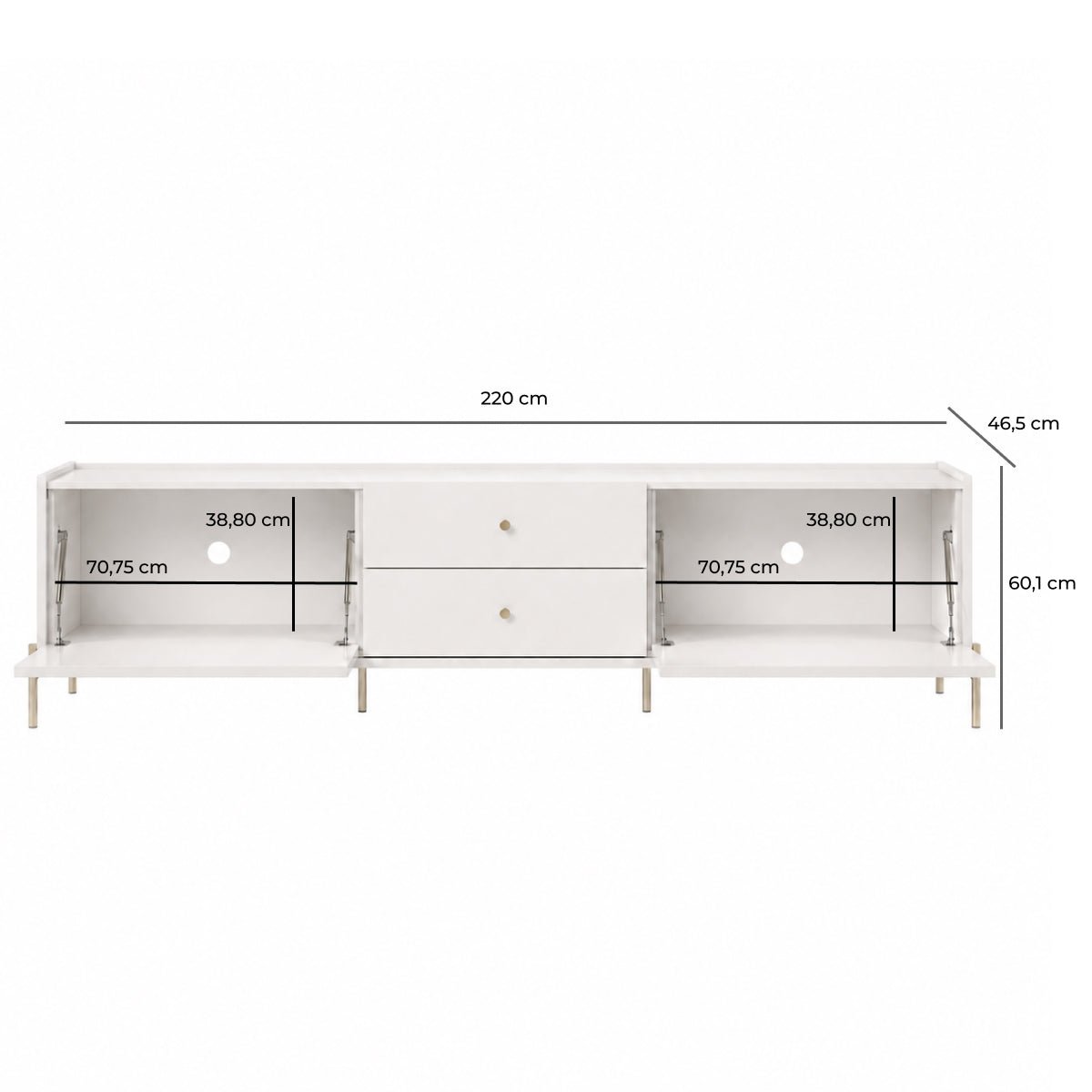 Rack para TVs até 75 Polegadas 2 Portas 2 Gavetas Jasper 220cm - Província - Rack