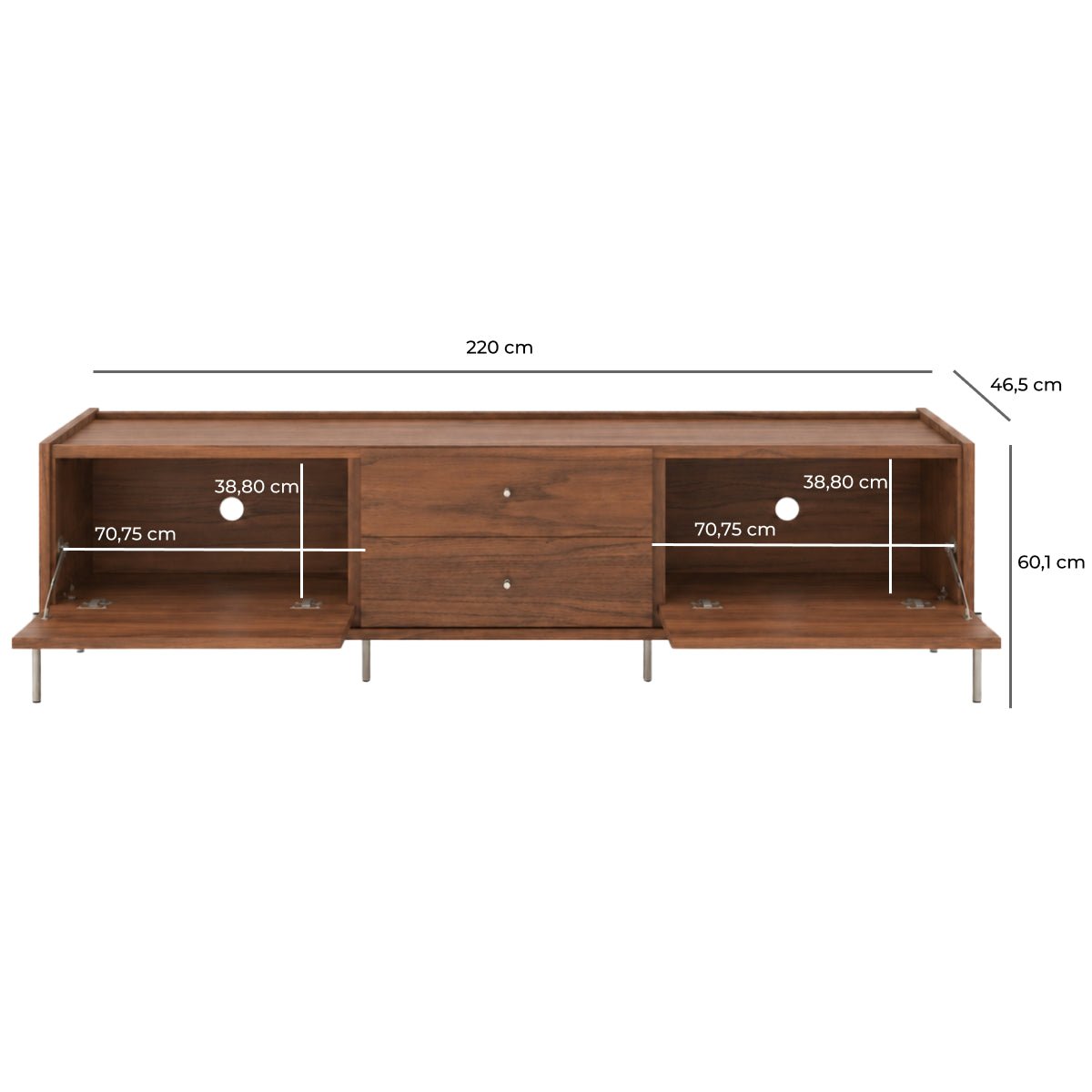 Rack para TVs até 75 Polegadas 2 Portas 2 Gavetas Jasper 220cm - Província - Rack