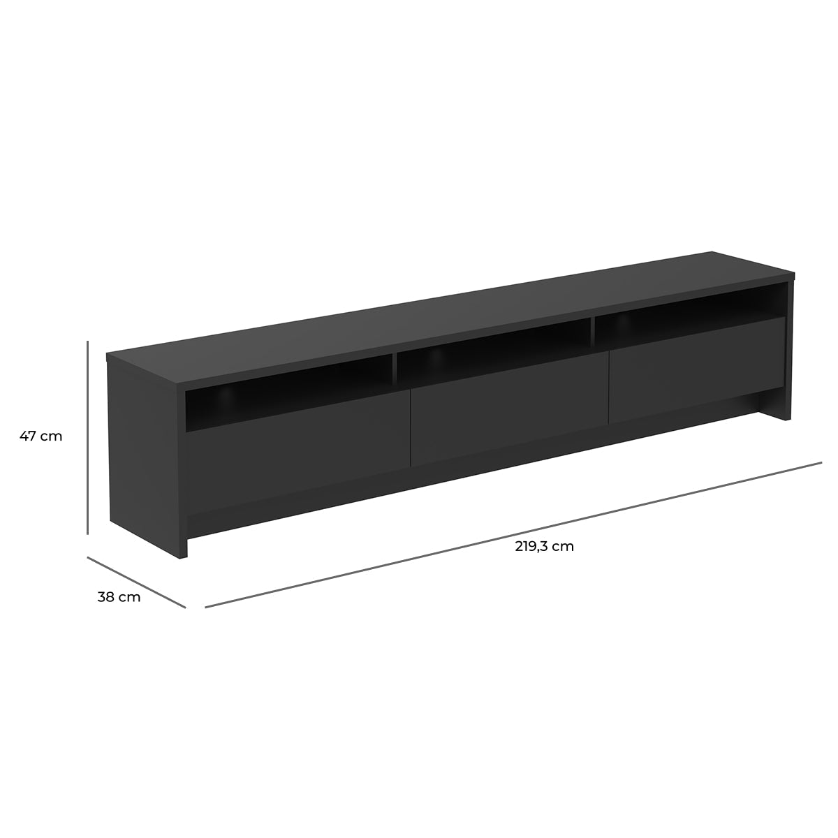 Rack para TVs até 75 Polegadas 3 Portas Aspen 219cm - Província - Rack com painel