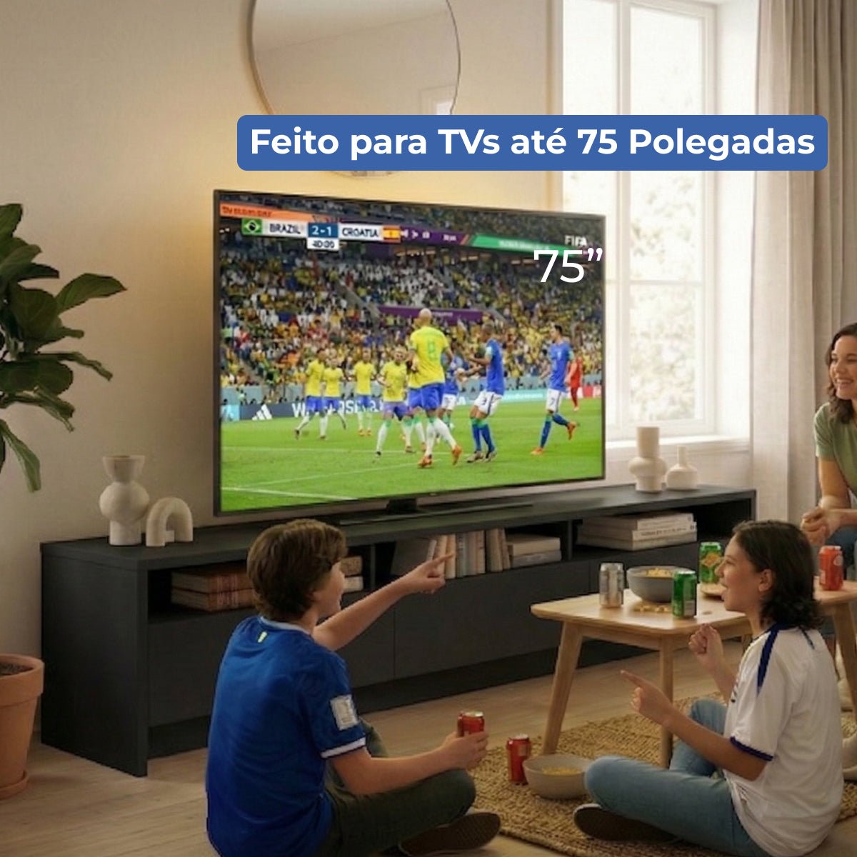Rack para TVs até 75 Polegadas 3 Portas Aspen 219cm - Província - Rack com painel