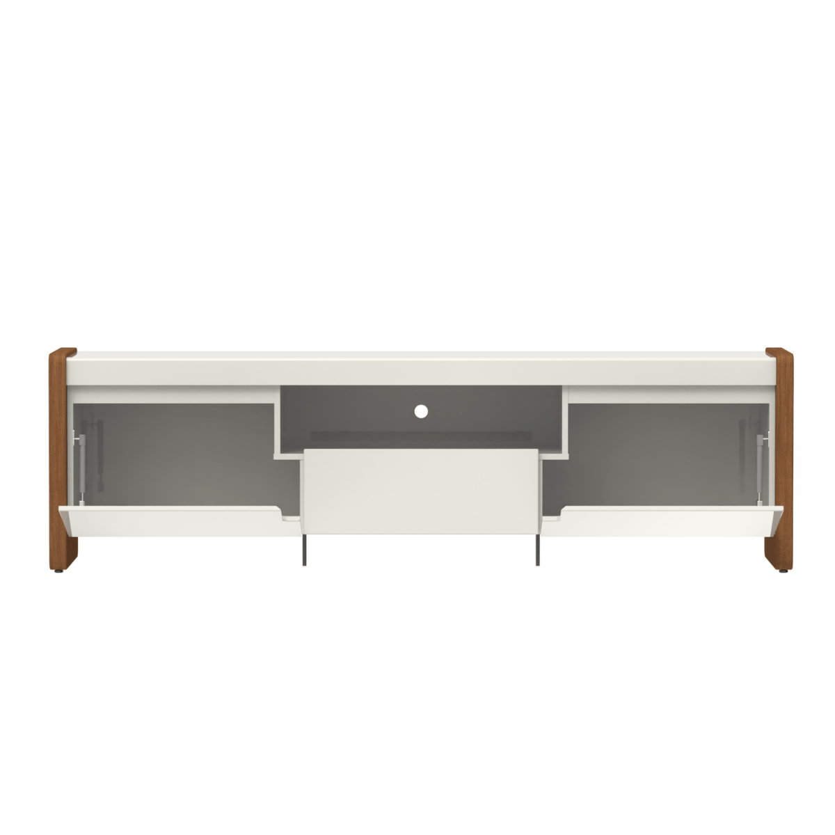 Rack para TVs até 75 Polegadas Bristol 225 cm Off White com Natural - Província - Rack