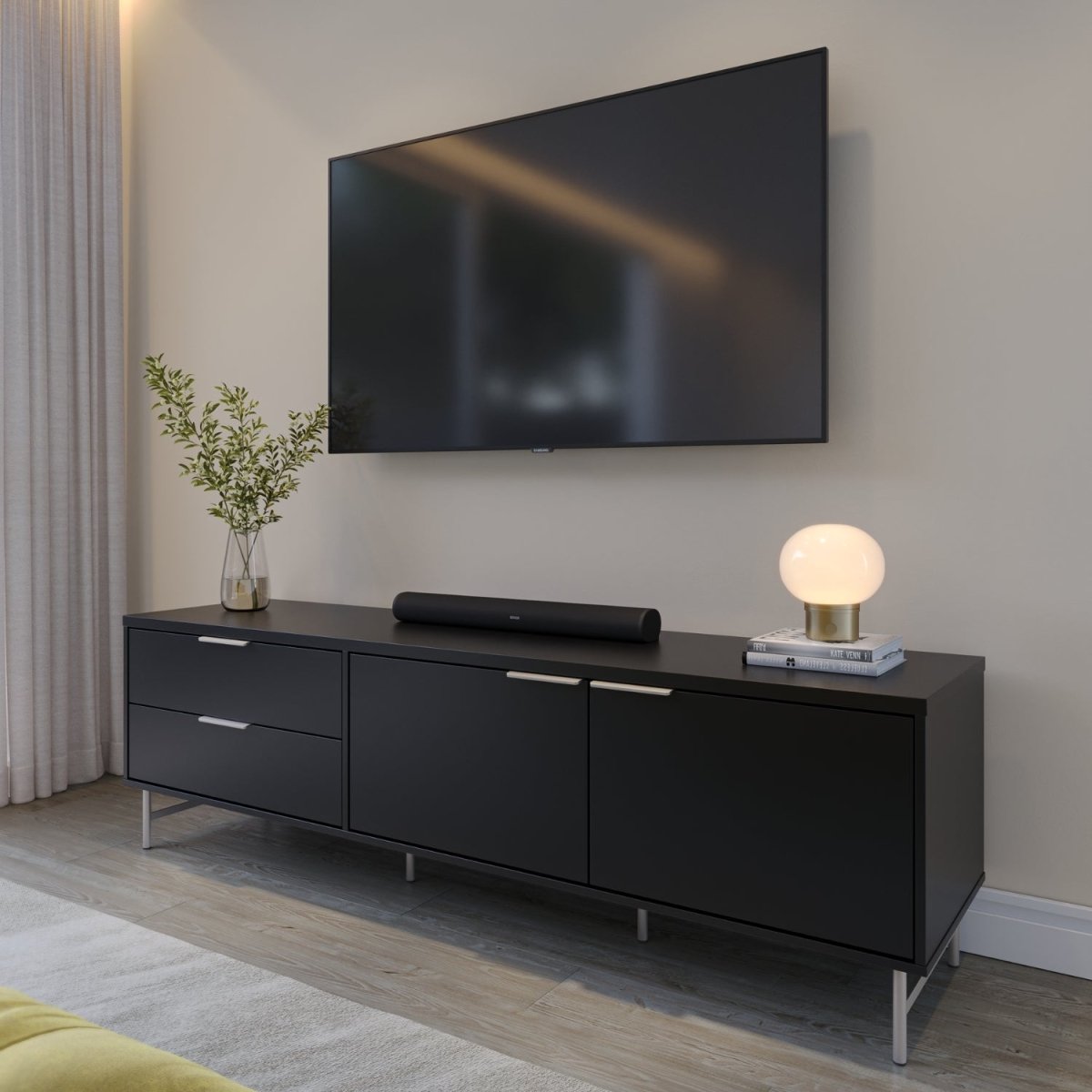 Rack para TVs até 75 Polegadas Yves 184 cm Branco Fosco com Champanhe - Província - Rack