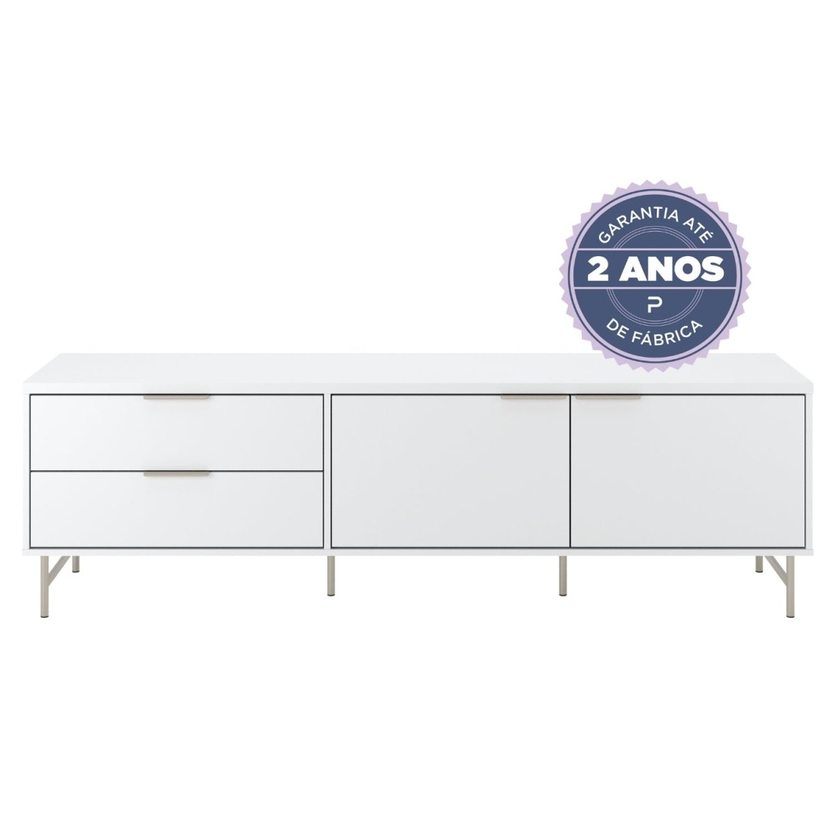 Rack para TVs até 75 Polegadas Yves 184 cm Branco Fosco com Champanhe - Província - Rack