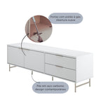 Rack para TVs até 75 Polegadas Yves 184 cm Branco Fosco com Champanhe - Província - Rack