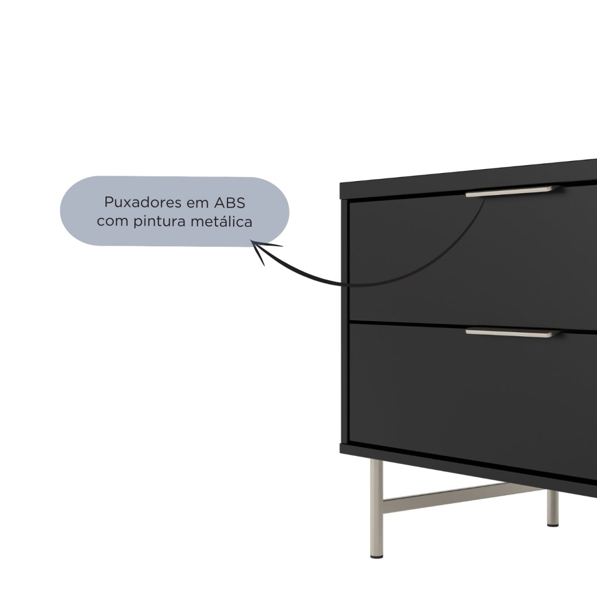 Rack para TVs até 75 Polegadas Yves 220cm Branco Fosco com Champanhe - Província - Rack