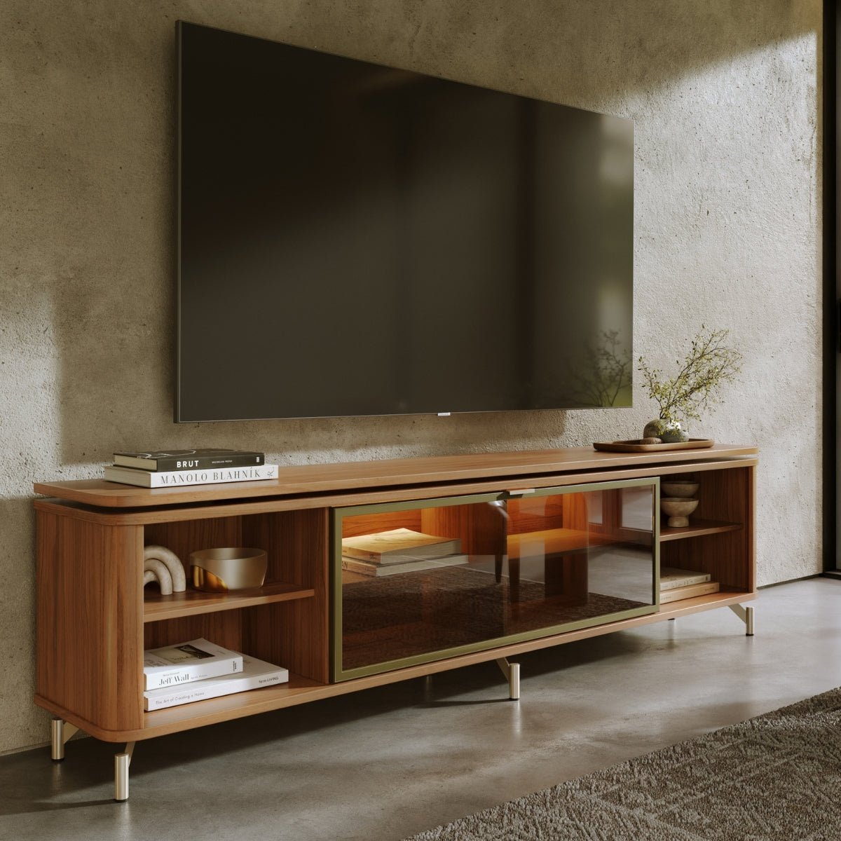 Rack para TVs até 85 Polegadas 100% MDF 1 Porta com Vidro Reflecta Lincoln Float 212cm - Província - Rack