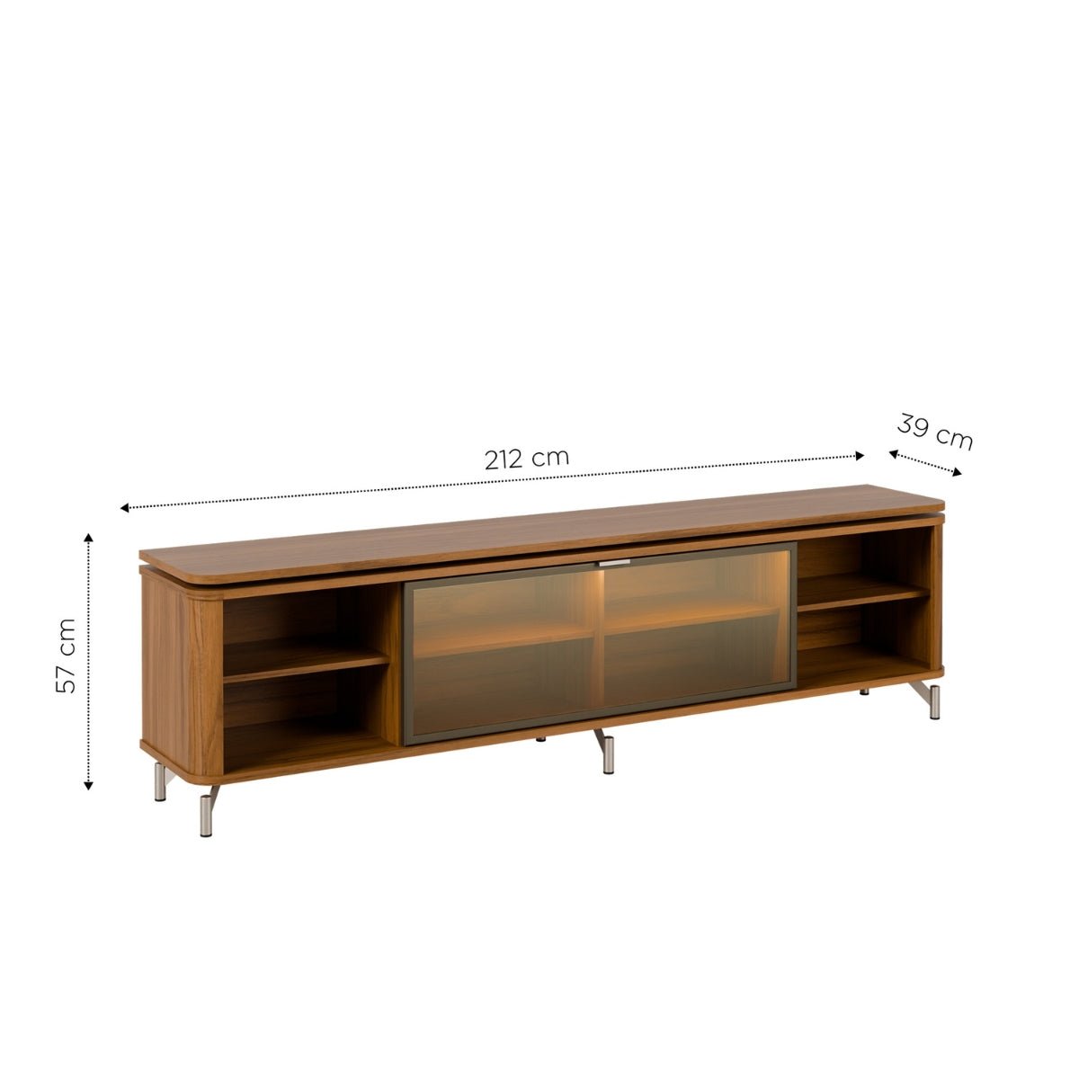 Rack para TVs até 85 Polegadas 100% MDF 3 Portas Vidro Reflecta Neon Float 212cm - Província - Rack
