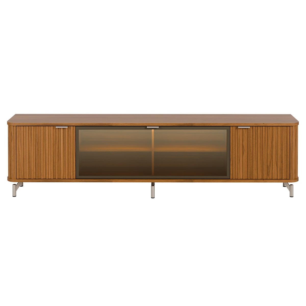 Rack para TVs até 85 Polegadas 100% MDF 3 Portas Vidro Reflecta Neon Float 212cm - Província - Rack