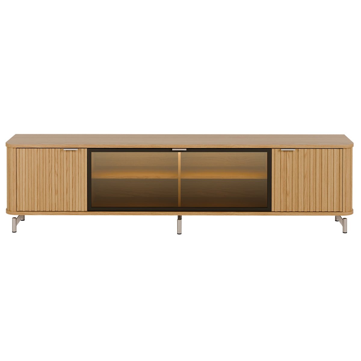 Rack para TVs até 85 Polegadas 100% MDF 3 Portas Vidro Reflecta Neon Float 212cm - Província - Rack