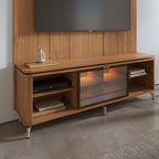 Rack com Painel para TV até 75 Polegadas Vidro Reflecta 100% MDF com Led Lincoln Float 178cm