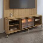 Rack com Painel para TV até 75 Polegadas Vidro Reflecta 100% MDF com Led Lincoln Float 178cm