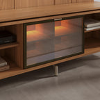 Rack com Painel para TV até 75 Polegadas Vidro Reflecta 100% MDF com Led Lincoln Float 178cm