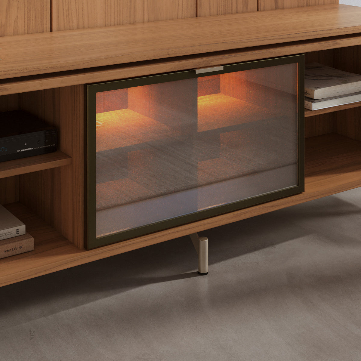 Rack com Painel para TV até 75 Polegadas Vidro Reflecta 100% MDF com Led Lincoln Float 178cm