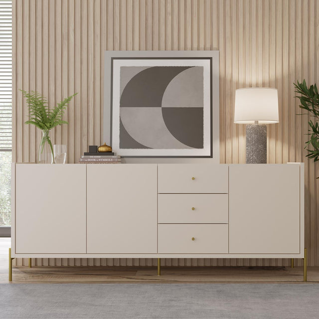 Buffet Jasper 185 cm - Off White Fosco c/ Dourado