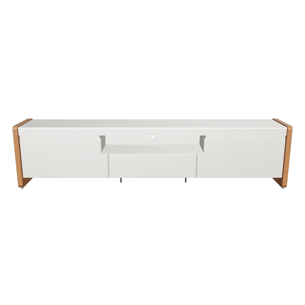 Rack para TVs até 75 Polegadas 2 Portas Bristol 225cm Off-White Fosco com Natural