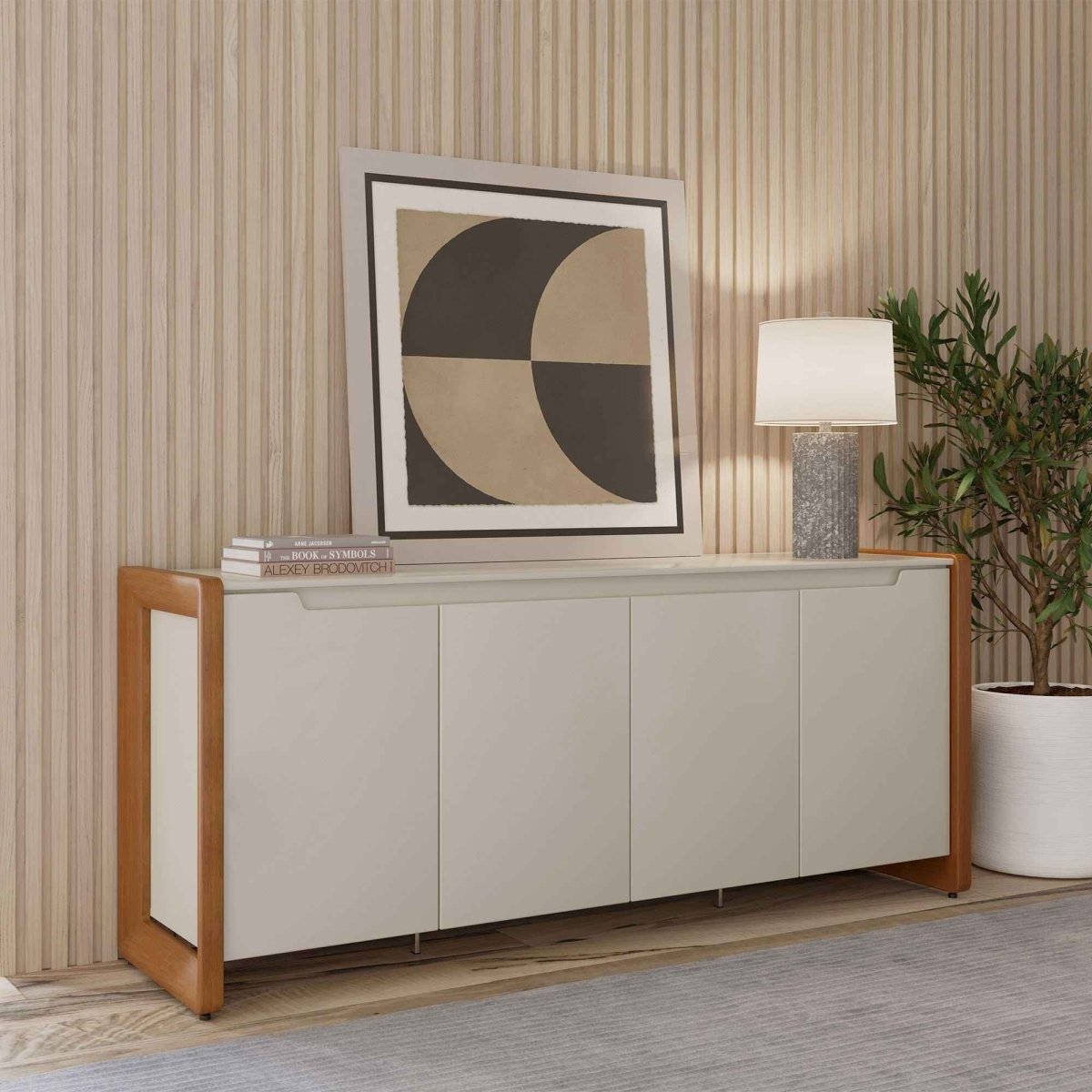 Buffet Bristol 189 cm – Off White Fosco c/ Natural - Província - Buffet
