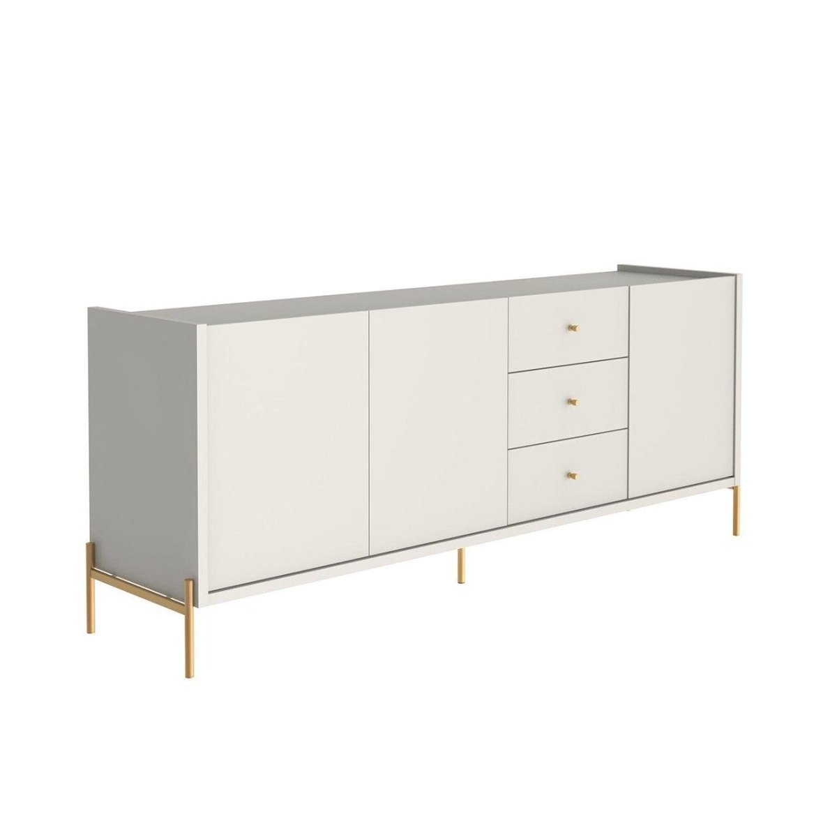 Buffet Jasper 185 cm - Off White Fosco c/ Dourado - Província - Buffet