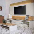 Painel para TVs até 75 Polegadas New Lincoln 240cm Freijó com Grigio Gloss